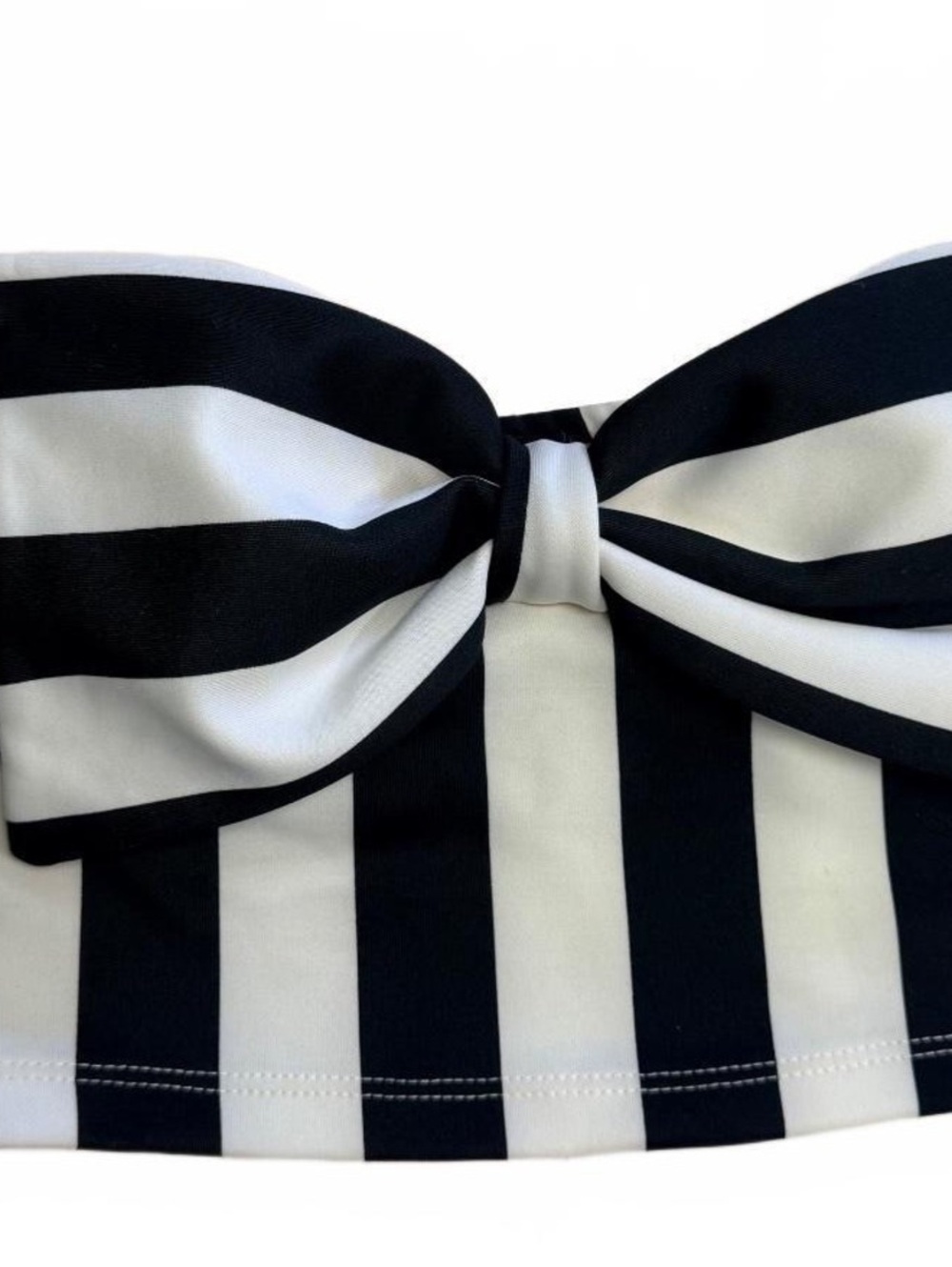 Tic Toc Black and White Striped Bandeau Top with Bow size Medium